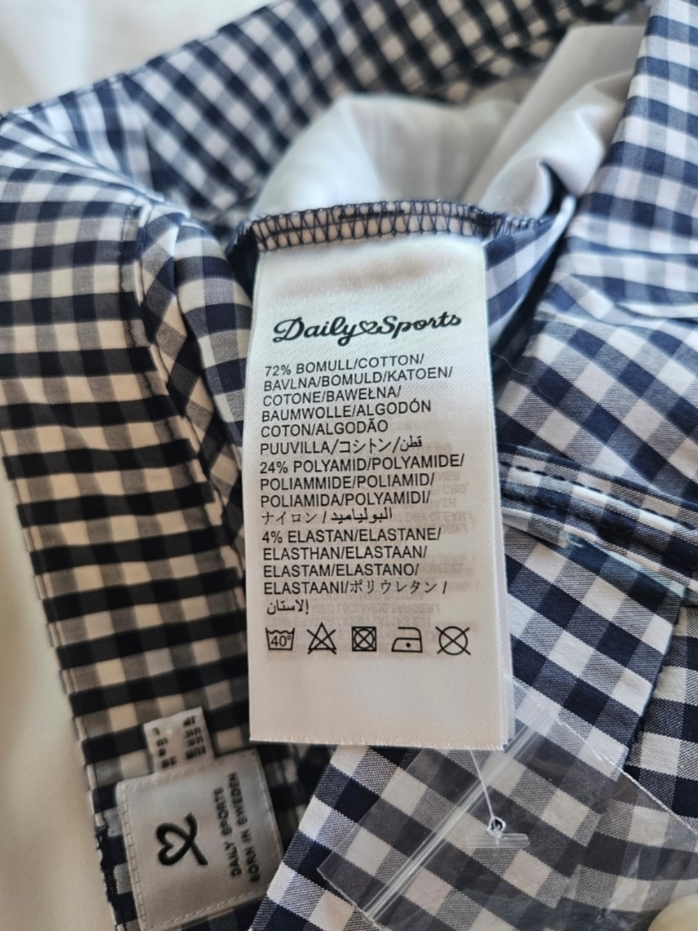 (NWT)Daily Sports navy and white check print ankle pants - Picture 7 of 8